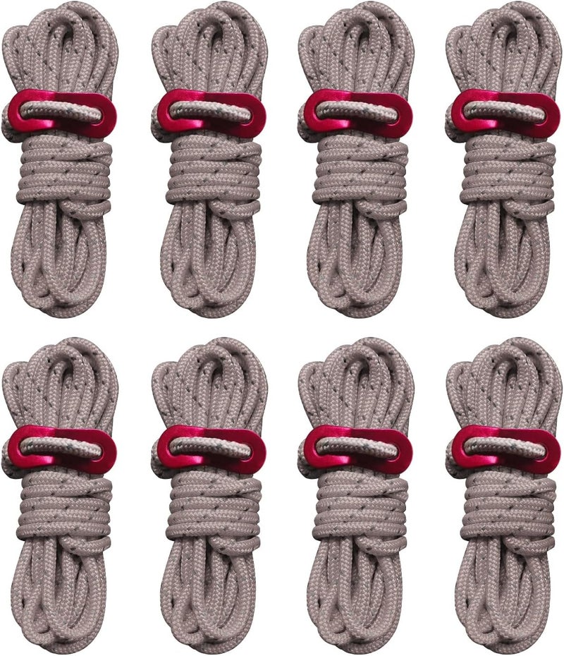 Smithok 8 Pack High-Reflective Guy Lines 4mm Tent Cords High-Strength Lightweight Camp Ropes with Aluminum Adjuster Tensioner for Tent, Tying Down Tarps, Camping, Outdoor Packaging (Khaki) - Image 1